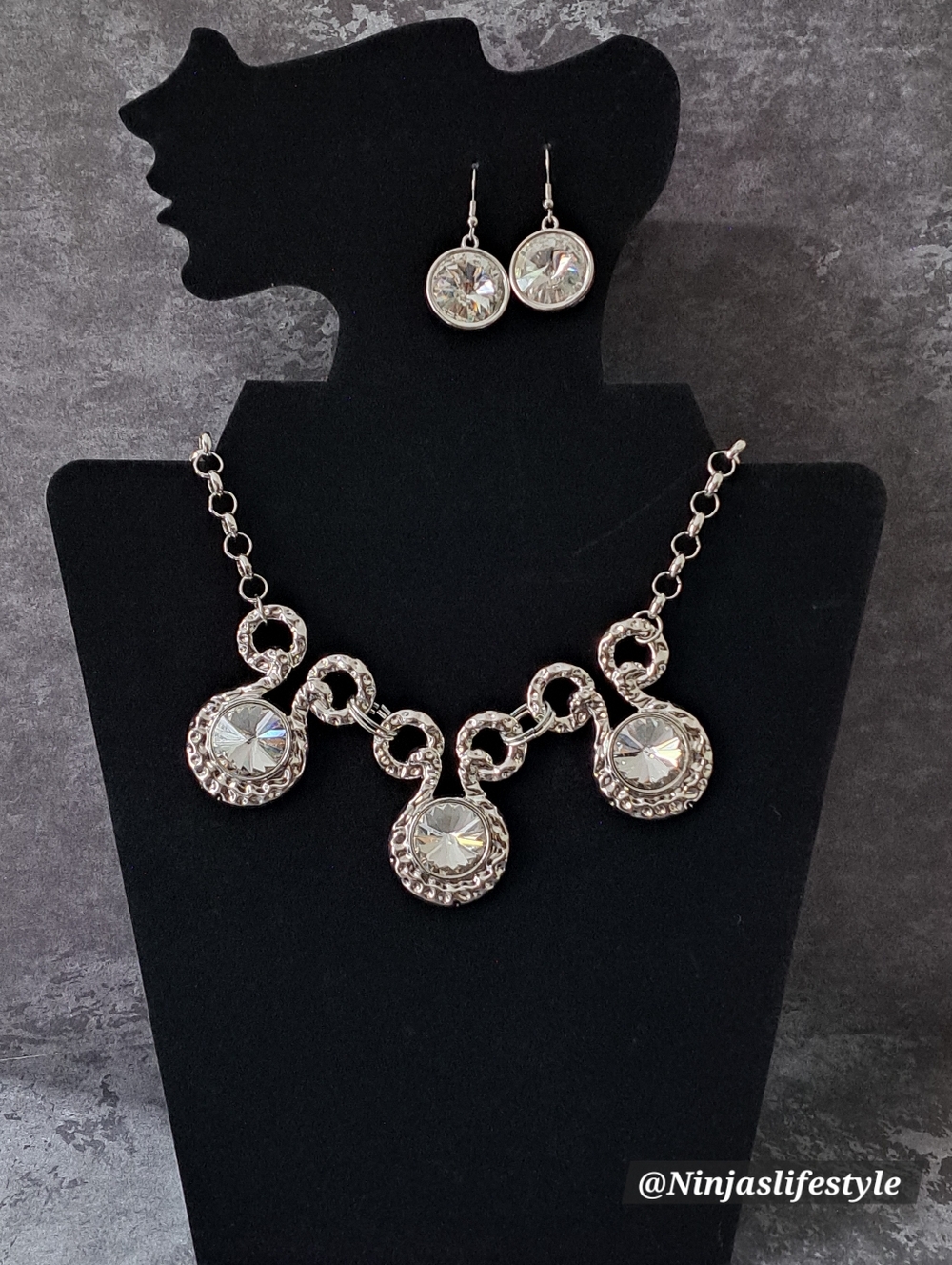 Paparazzi "Hypnotized" Silver-Tone Crystal Pendant Necklace & Earrings Set